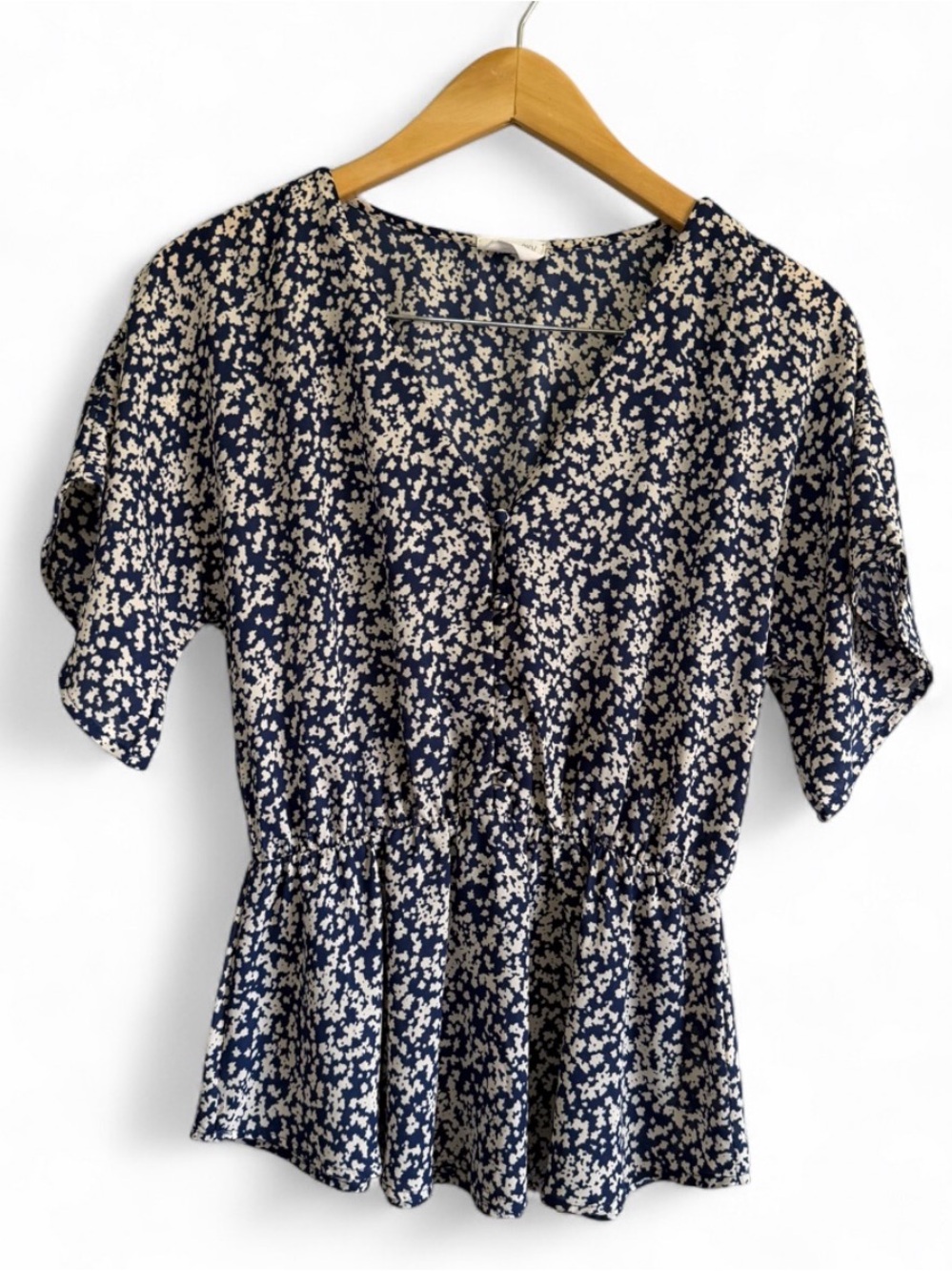 Ditsy Floral Peplum Top Shirt Blouse S Flutter Sleeve Cottagecore Boho Feminine